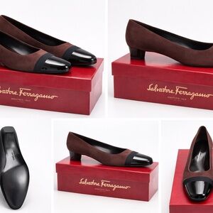 Salvatore Ferragamo Women's Black and Brown Flats
